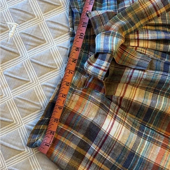 Vintage Y2K Zara Colorful Checkered A-Line midi linen Skirt - Picture 3 of 9